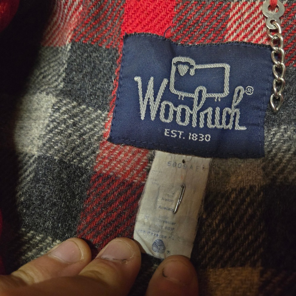Vintage Woolrich Bomber Jacket Mens Medium Wool Red Plaid Blanket Lined USA - Picture 3 of 7